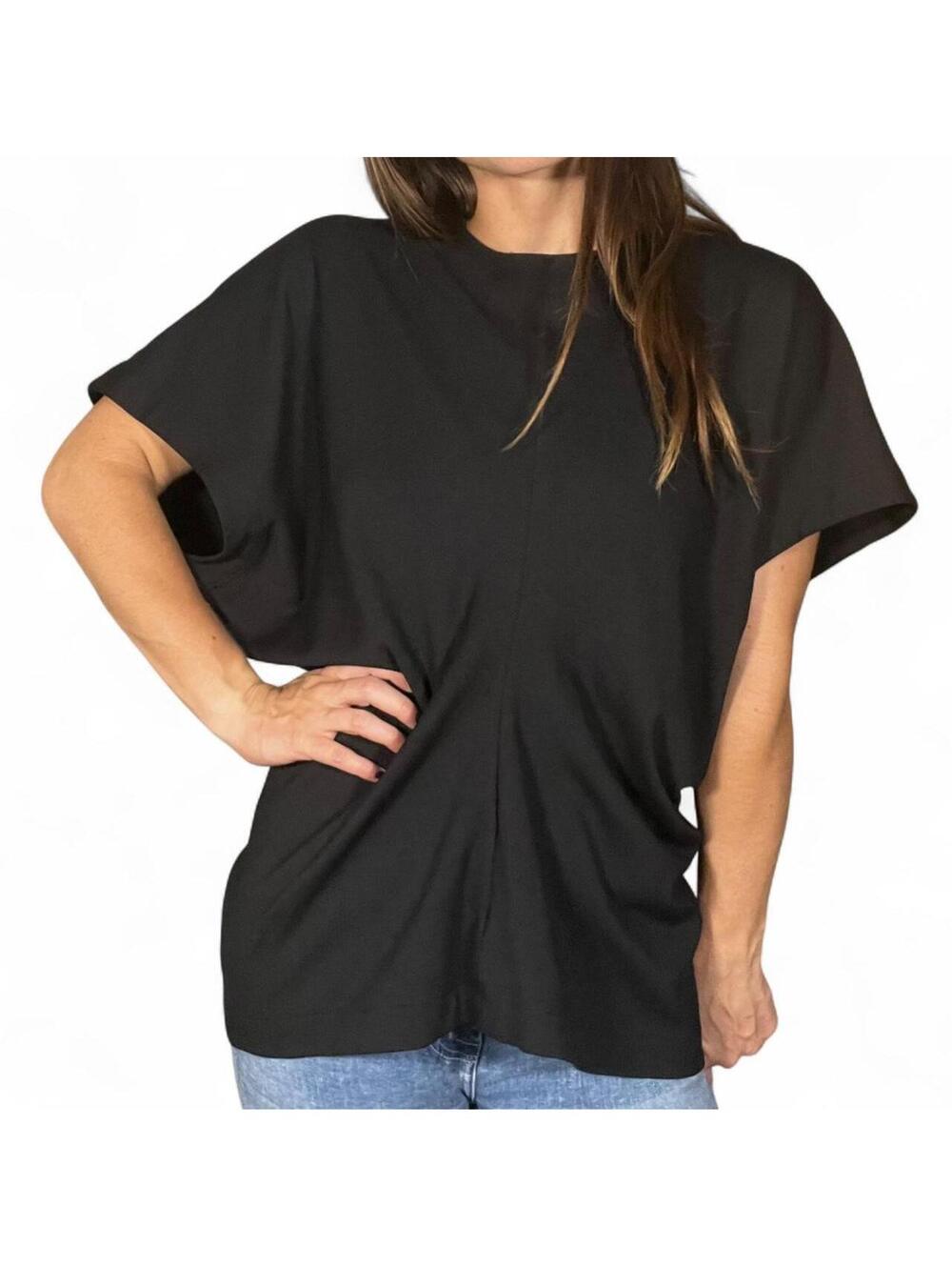 COS Black Oversized Blouse with Draped Details Size Large